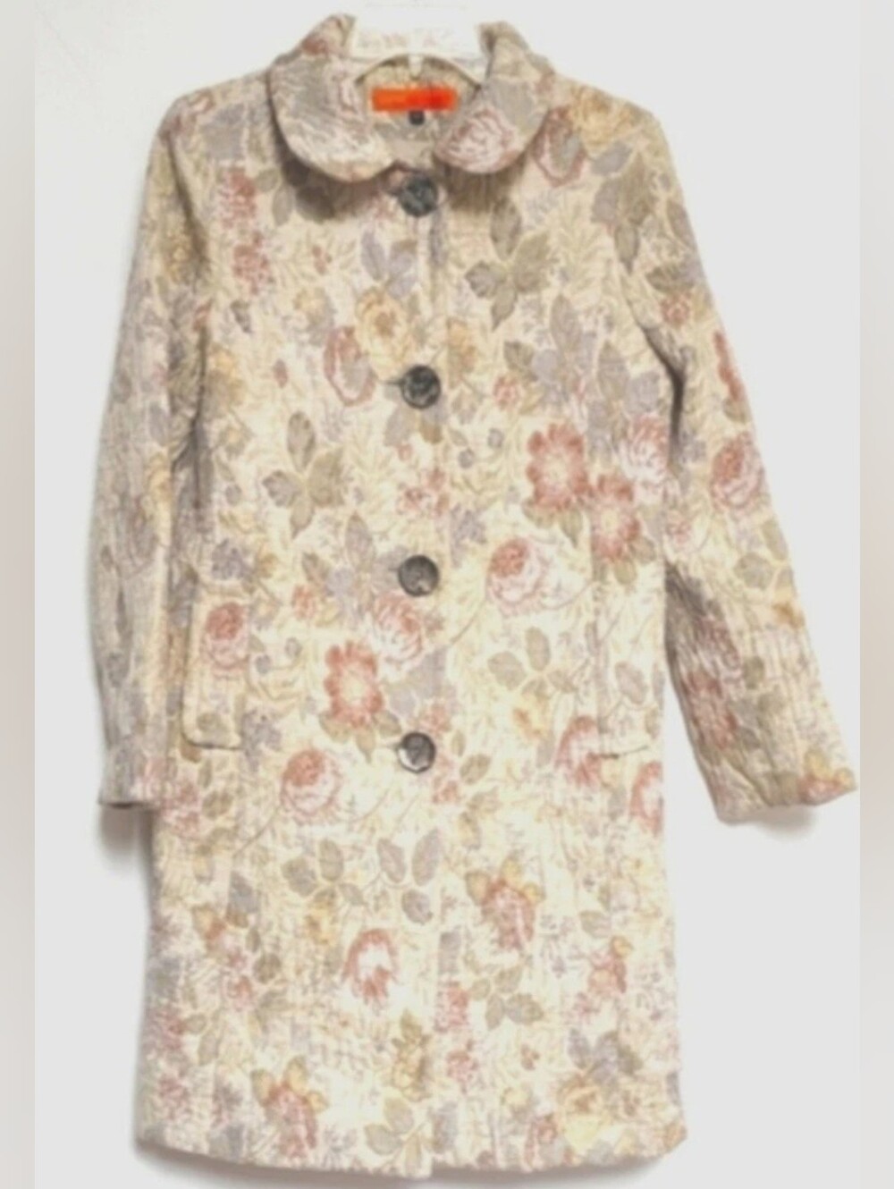 Cynthia Steffe Floral Brocade Knee Length Coat, size S, made in USA